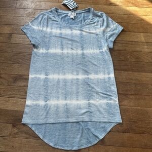 Market & Spruce Juuna High Low Knit Top Light Blue‎ Striped XS NWT